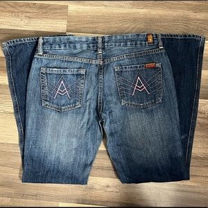 Seven 7 For All Mankind Jeans “A”Pocket Pink Stitching Women’s Size 31